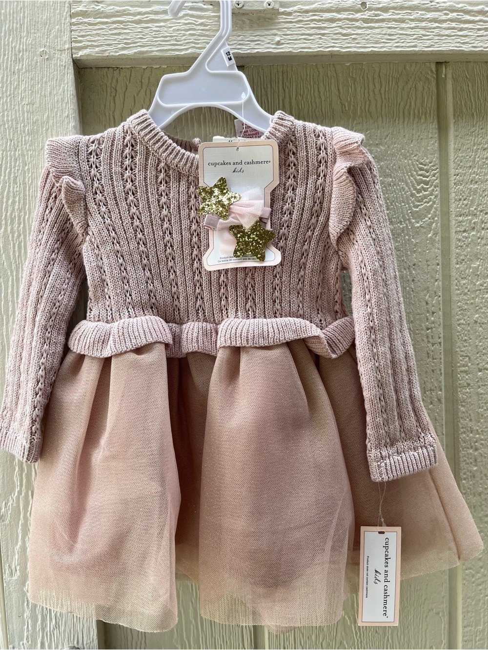 NWT Cupcakes and Cashmere Girls' Pink Knit & Tulle Dress